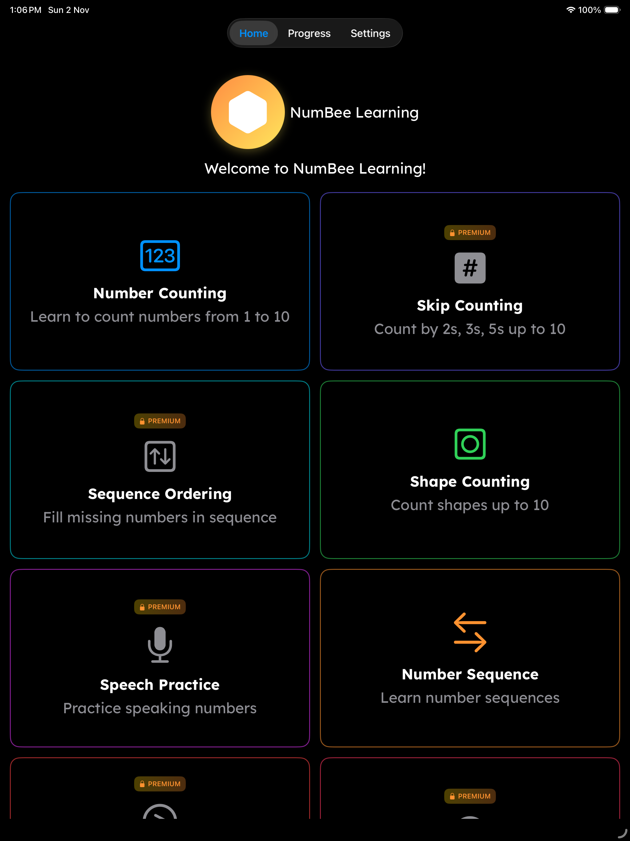 NumBee Learning iPad preview